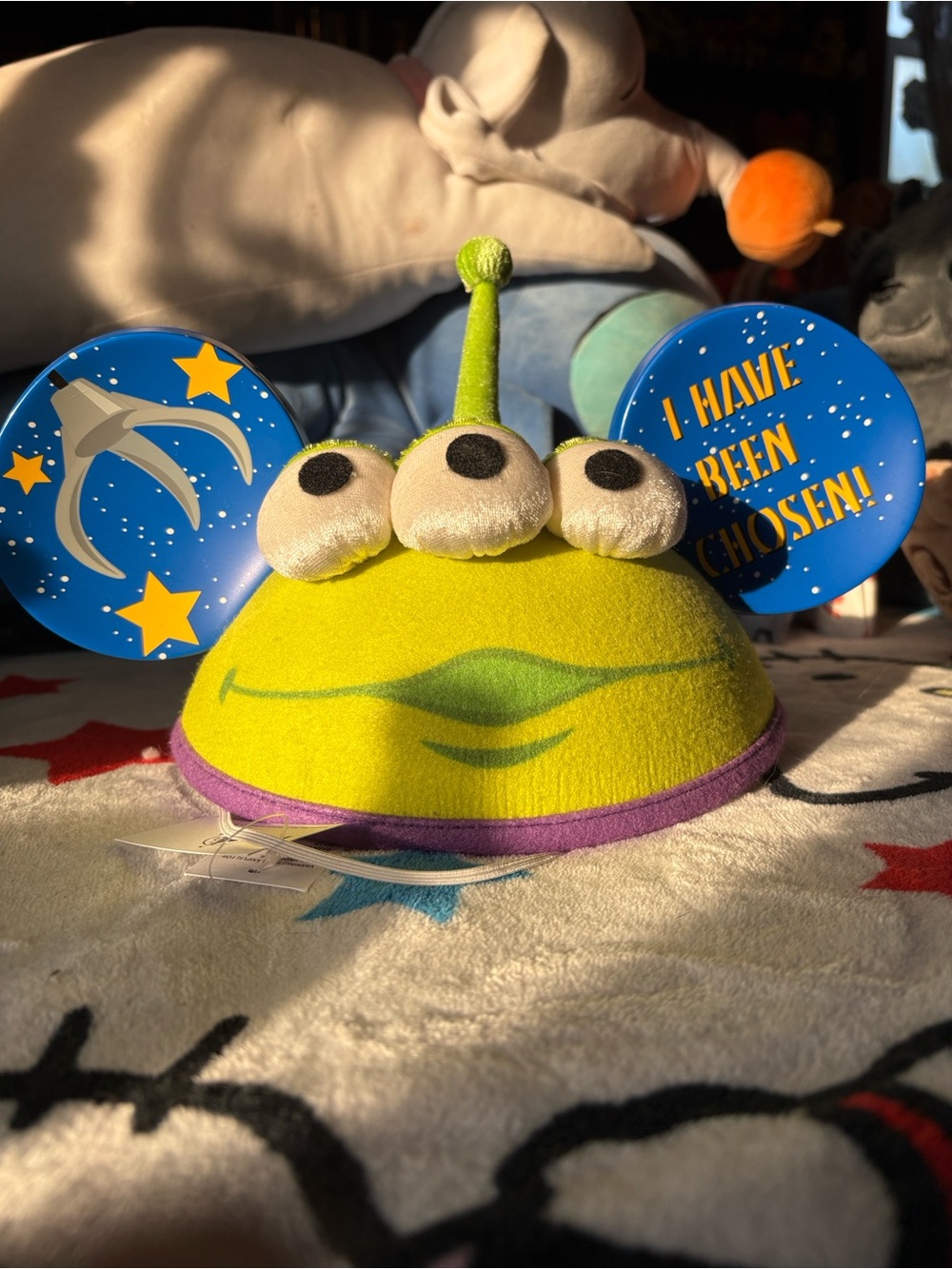 Disney Toy Story Little Green Alien Three-Eye Ear Hat with Blue Ears
